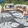 thumbnail image 1 of Garvee 9'x12' Outdoor Reversible Mat Modern Plastic Straw Area Rug Large Floor Mat for Picnic Beach Camping, Gray White, 1 of 7