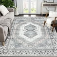 thumbnail image 1 of Garvee 9'x12' Vintage Boho Rug Traditional Persian Washable Rugs for Living Room Bedroom Non-Slip Low Pile Indoor Carpet, Beige Gray, 1 of 6