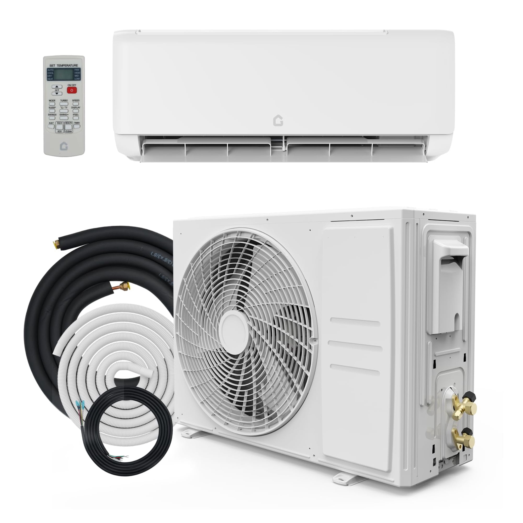 EuKer 9000 BTU Mini Split Air Conditioner and Heat for up to 450 Sq.ft., 18.5 SEER2, Wi-Fi Capable, 230V, White