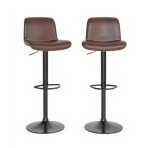 WhizMax Adjustable Swivel Bar Stools Set of 2, Modern Upholstered Bar Chairs with Footrest, Backrest, Counter Height Barstools, for Kitchen Island, Bar, Brown