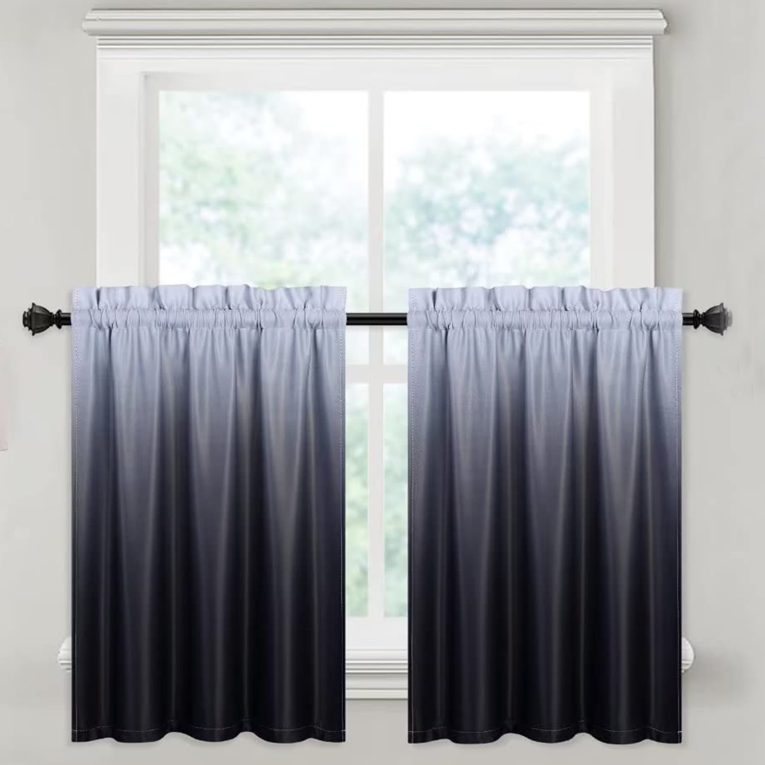 WhizMax Bathroom Window Curtains Gradient Cafe Curtains 30 Inch Length ...