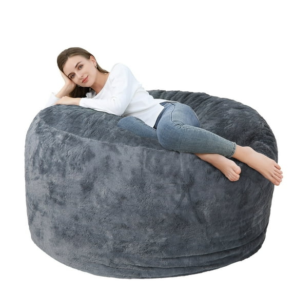 Garvee Bean Bag Chair Cover(Cover Only, No Filler), Round Soft Fluffy PV Velvet Cover
