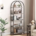 thumbnail image 1 of WhizMax 5-Tier Arched Bookshelf, Tall Metal Frame Farmhouse Bookcase, Freestanding Display Storage Rack for Living Room & Home Office, Grey, 1 of 8