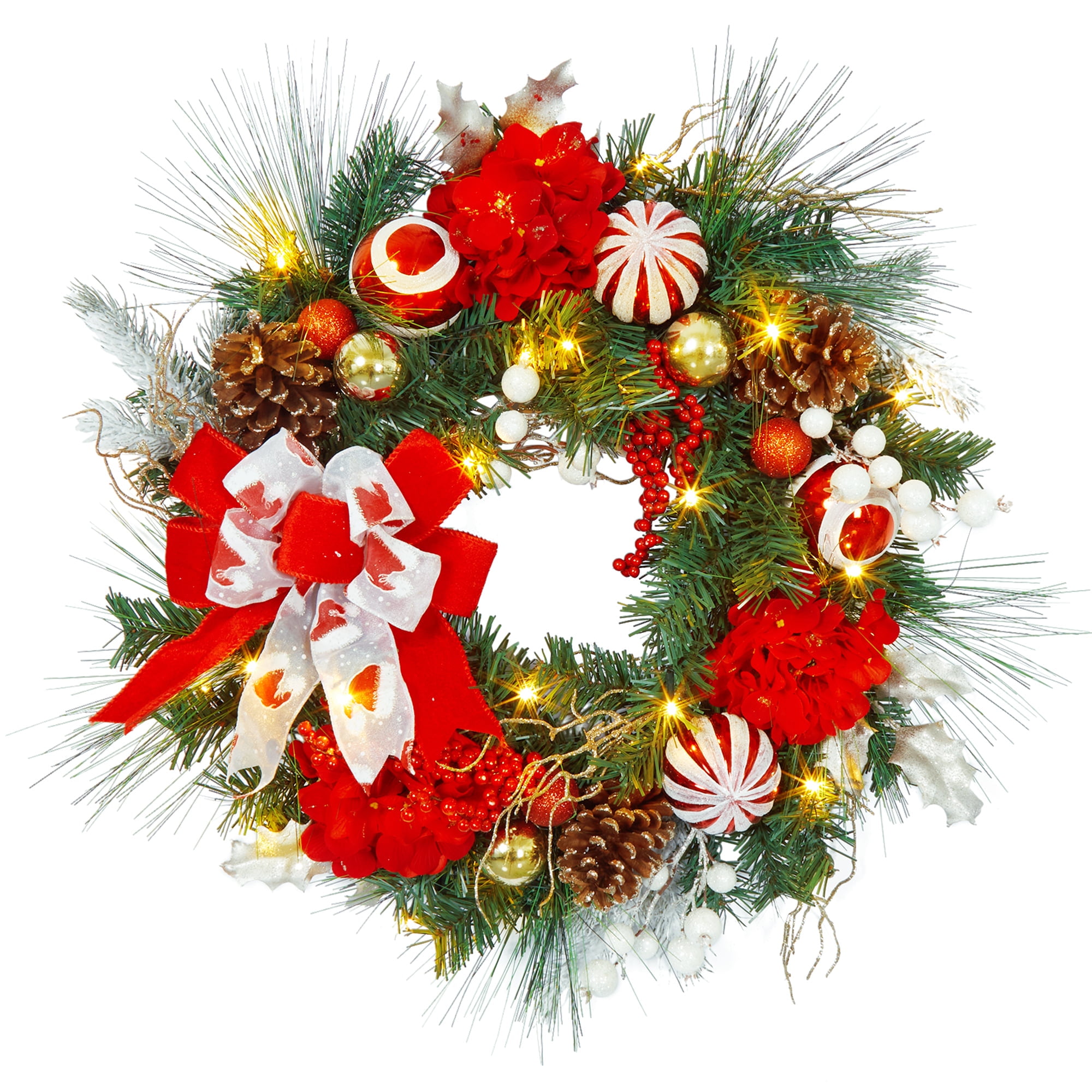 WhizMax Christmas Wreath, 24 Inch Outdoor Christmas Wreath for Front