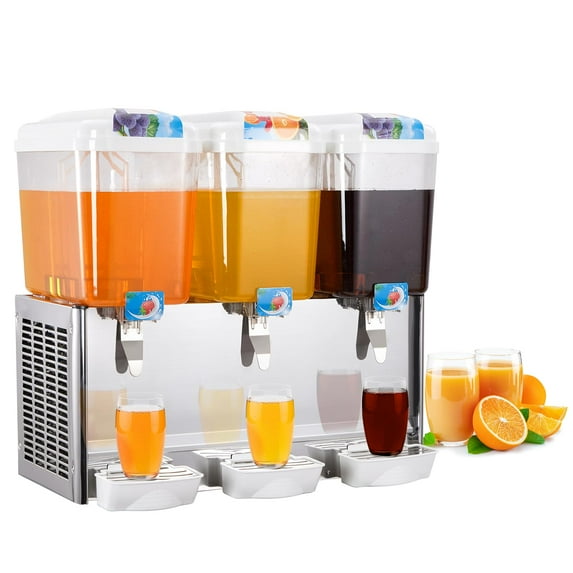 WhizMax Commercial Beverage Dispenser, 3 Tanks 14.25 Gallon 54L Commercial Juice Dispenser, 18 Liter Per Tank, 380W Stainless Steel Food Grade Ice Tea Drink Dispenser with Thermostat Controller