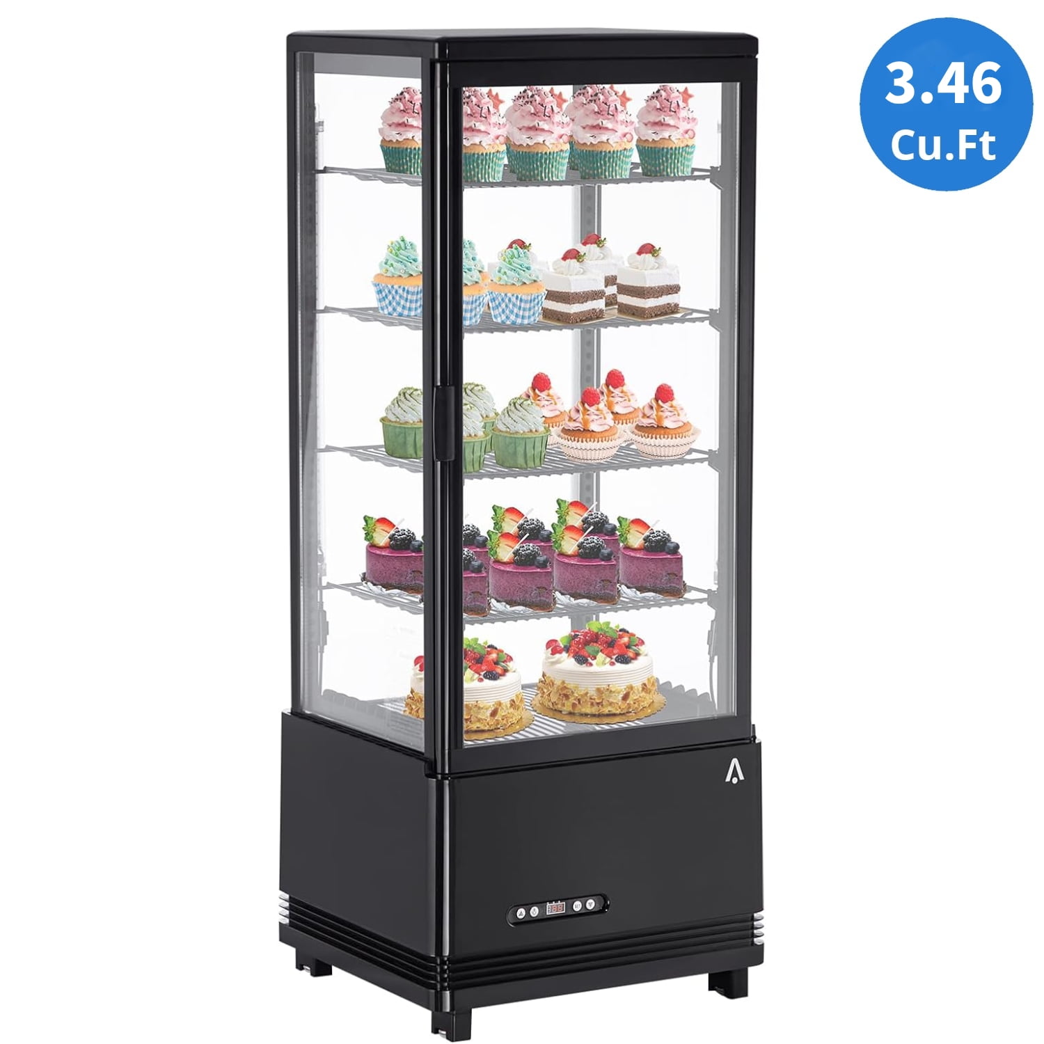 Black Commercial Display Refrigerator with Adjustable Shelves, 3.46 Cu.ft
