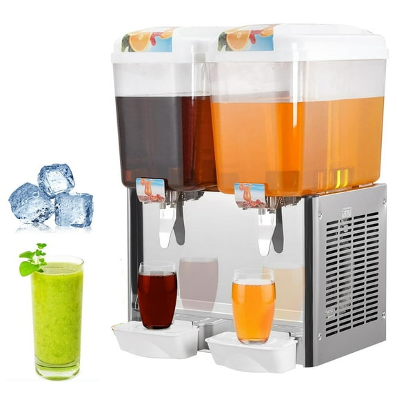 Garvee Commercial Drink Dispenser, 18L / 4.75 Gal 2 Tanks Lemonade Dispenser with Thermostat Controller, Beverage Dispenser for Parties Restaurant