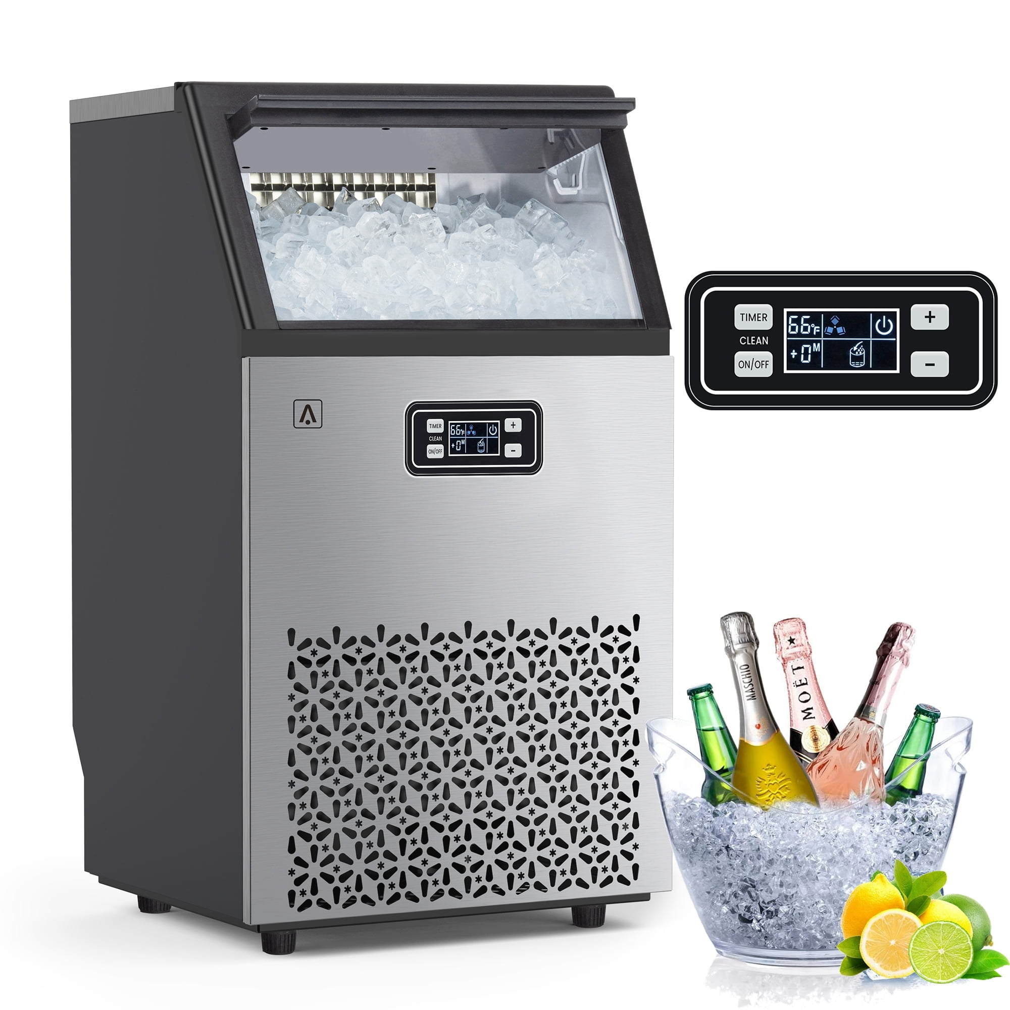 Garvee Commercial Ice Maker, 150Lbs/24H Stainless Steel Under Counter ...