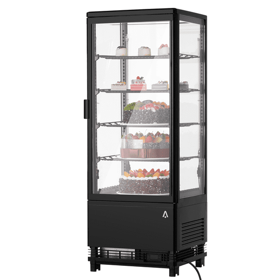 Garvee Commercial Refrigerator Display Case for Bakery,3.5Cu.ft Pastry Display Case with LED Lighting,Double-Layered Glass,110V,Black