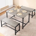 thumbnail image 1 of Garvee Dining Table Set for 4, Kitchen Table with Benches, Rectangular Dining Room Table Set with 2 Upholstered Benches, 3 Piece Dining Table Set for Small Space, Apartment, Studio, Retro Gray, 1 of 11