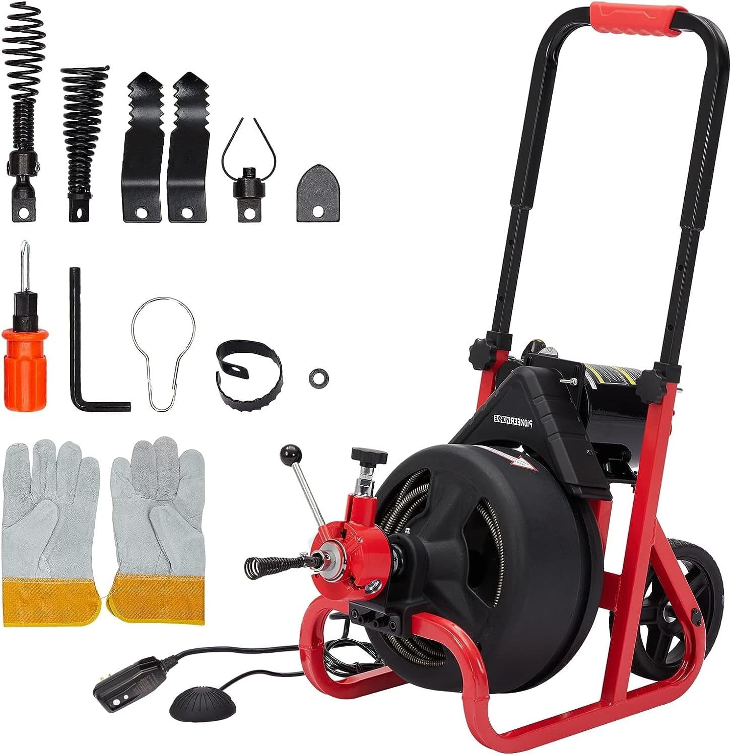 WhizMax Drain Cleaner Machine 75Ft x 1/2 In Drain Cleaning Machines