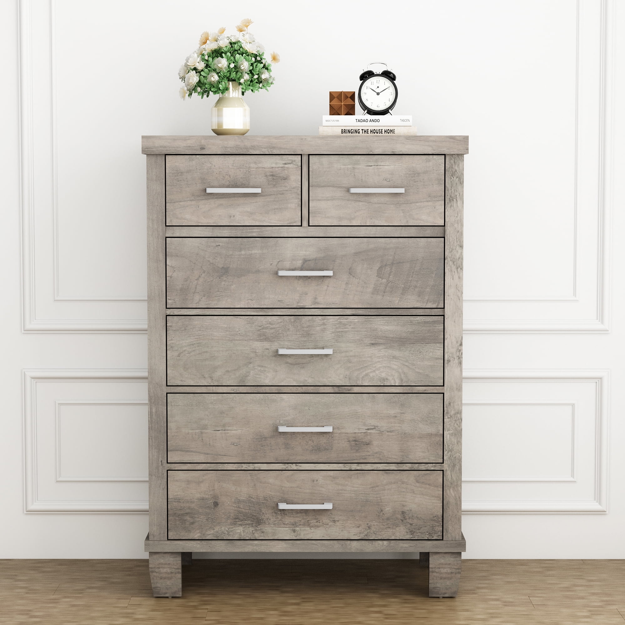 WhizMax Dresser for Bedroom 6 Drawer Gray, Tall Wood Organizer Storage