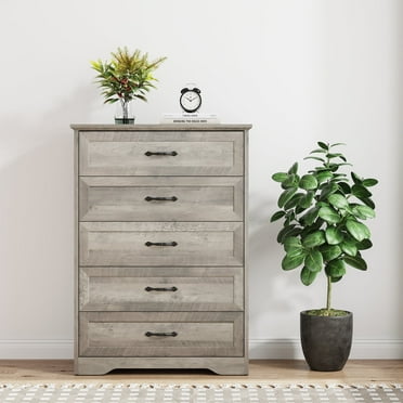 WhizMax Dressers for Bedroom, 5 Drawers Chest, Nursery Dresser Organizer, Tall Dresser Chest of Drawers - Grey