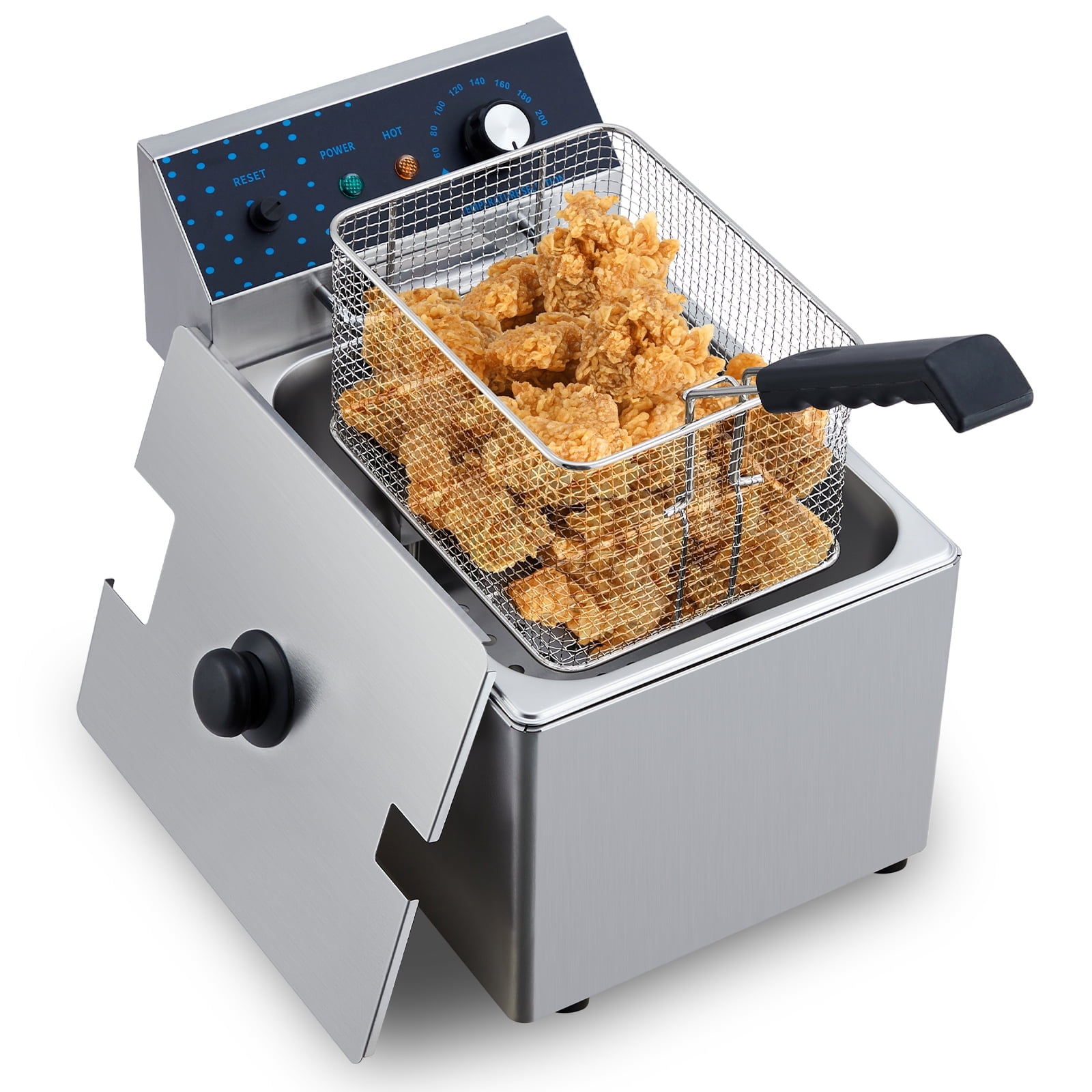 Garvee Electric Deep Fryer Stainless Steel with Basket, 8L/8.45QT Countertop Fryers, 1600W Single Tank Electric Fryer for Kitchen, Restaurant and Commercial Use