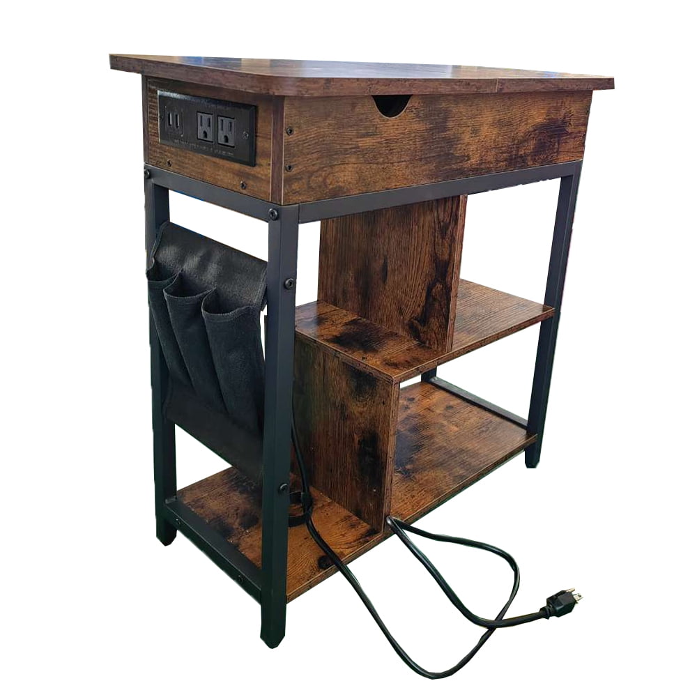 WhizMax End Table with Charging Station and USB Ports, 3Tier