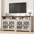 thumbnail image 1 of Cabihome TV Stand, Farmhouse Wooden entertainment center for 75 inch with LED Lights and Glass Door, for Home Whitewash, 1 of 7