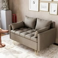 thumbnail image 1 of WhizMax Faux Leather Sofa Couch 44" W Loveseat Sofas with Button Tufted Design and Hand Stitched, Heavy Duty Foundation with Gold Metal Legs, Lift-Up Storage and Bolster Pillows in, Brown, 1 of 6