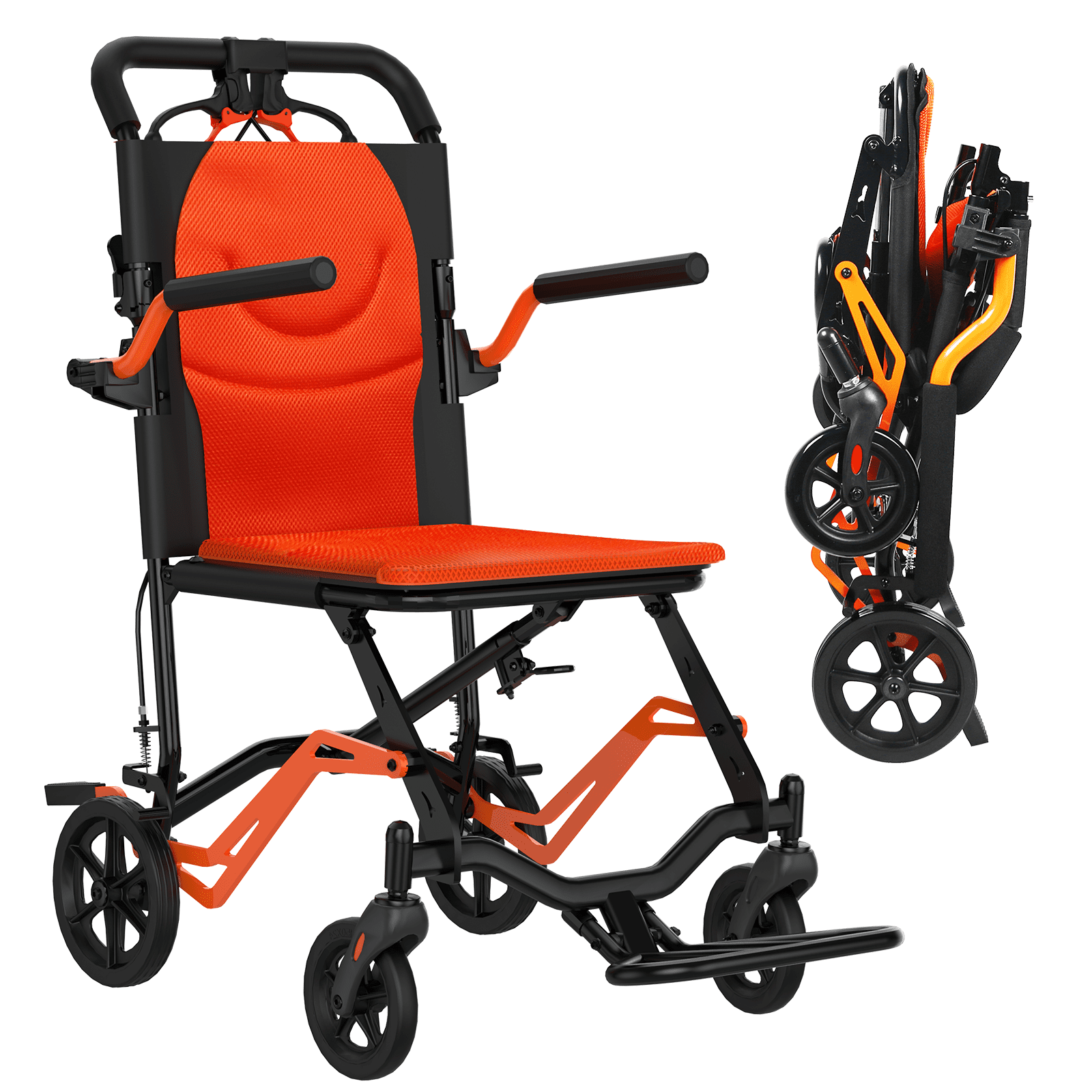 WhizMax Folding Transport Wheelchair with All-Terrain Wheels, Lightweight &  Portable Transport Chair, 220 Lbs Capacity