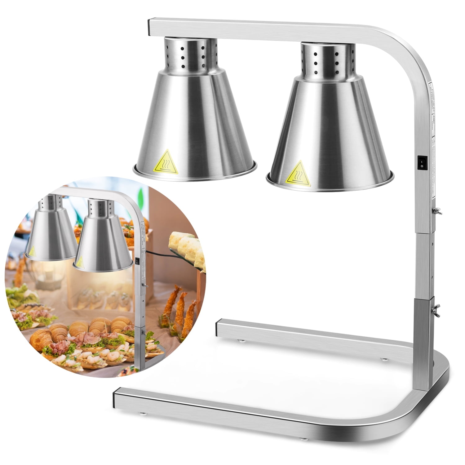 Single Bulb Food Heat Lamp – Stainless Steel Buffet Warmer, Commercial Grade, Adjustable Gooseneck