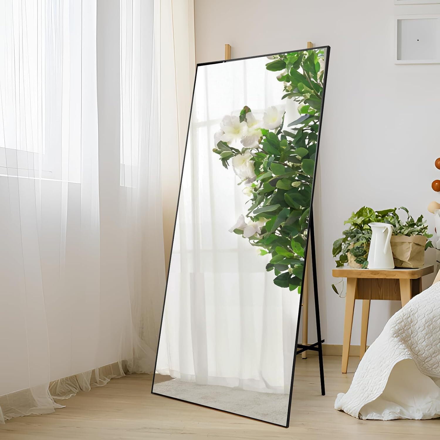 Oversized Black Aluminum Full Length Rectangular Mirror