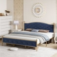 WhizMax Full Size Bed Frame with Gold Metal Legs, Upholstered Headboard