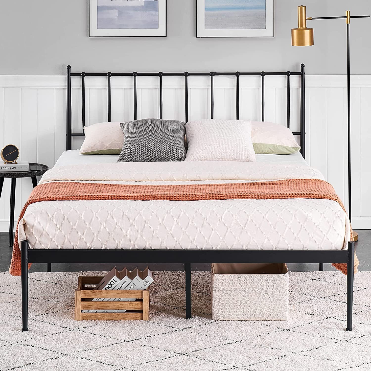 WhizMax Full Size Platform Bed With Metal Headboard, Bed Frame Mattress ...