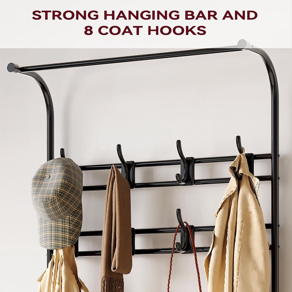 WhizMax Hall Tree Shoe Bench for Entryway, Coat Rack Storage Bench, 4 ...