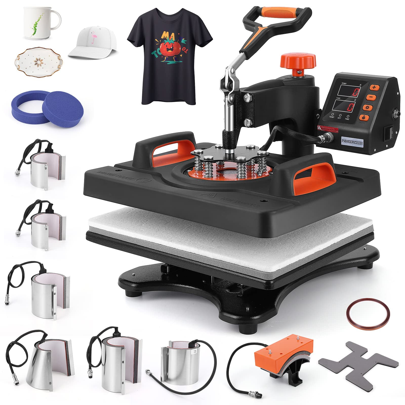  F2C 15 x 15 Black Heat Press Machine Digital Clamshell  Transfer Sublimation Print Press Machine for T-Shirt 110V : Arts, Crafts &  Sewing