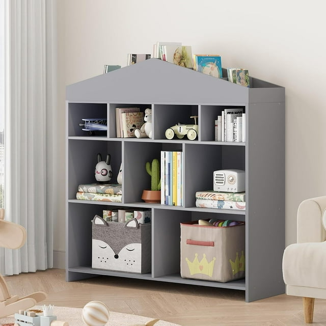 WhizMax Kids Bookshelf, 9 Shelves Toy Storage Organizer Bookcase for