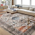 thumbnail image 1 of Garvee Large Rug 9'x12' Washable Vintage Distressed Indoor Rug Boho Tribal Rug Non-Slip Low Pile Print Accent Rugs for Living Room Bedroom, Taupe, 1 of 8