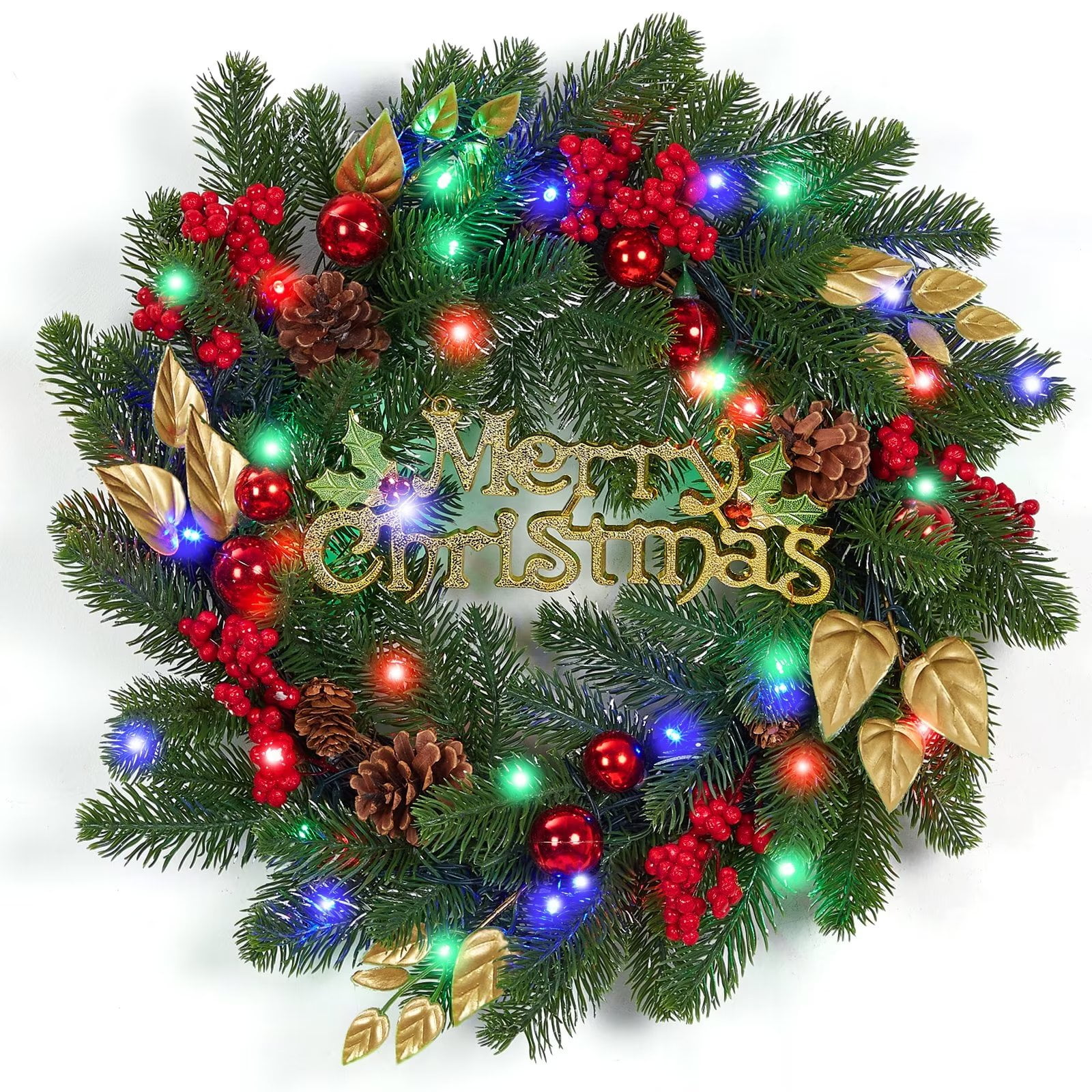 18 Inch Pre Lit Christmas Wreath 