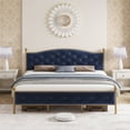 WhizMax Luxury Velvet Upholstered Queen Size Platform Bed Frame with
