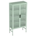thumbnail image 1 of WhizMax Modern Locker Glass Cabinet,Glass Display Cabinet with 2 Doors Adjustable Shelves Floor Standing Clear Glass Curio Collection Storage Cabinet Multifunctional Kitchen Cupboard, 1 of 8
