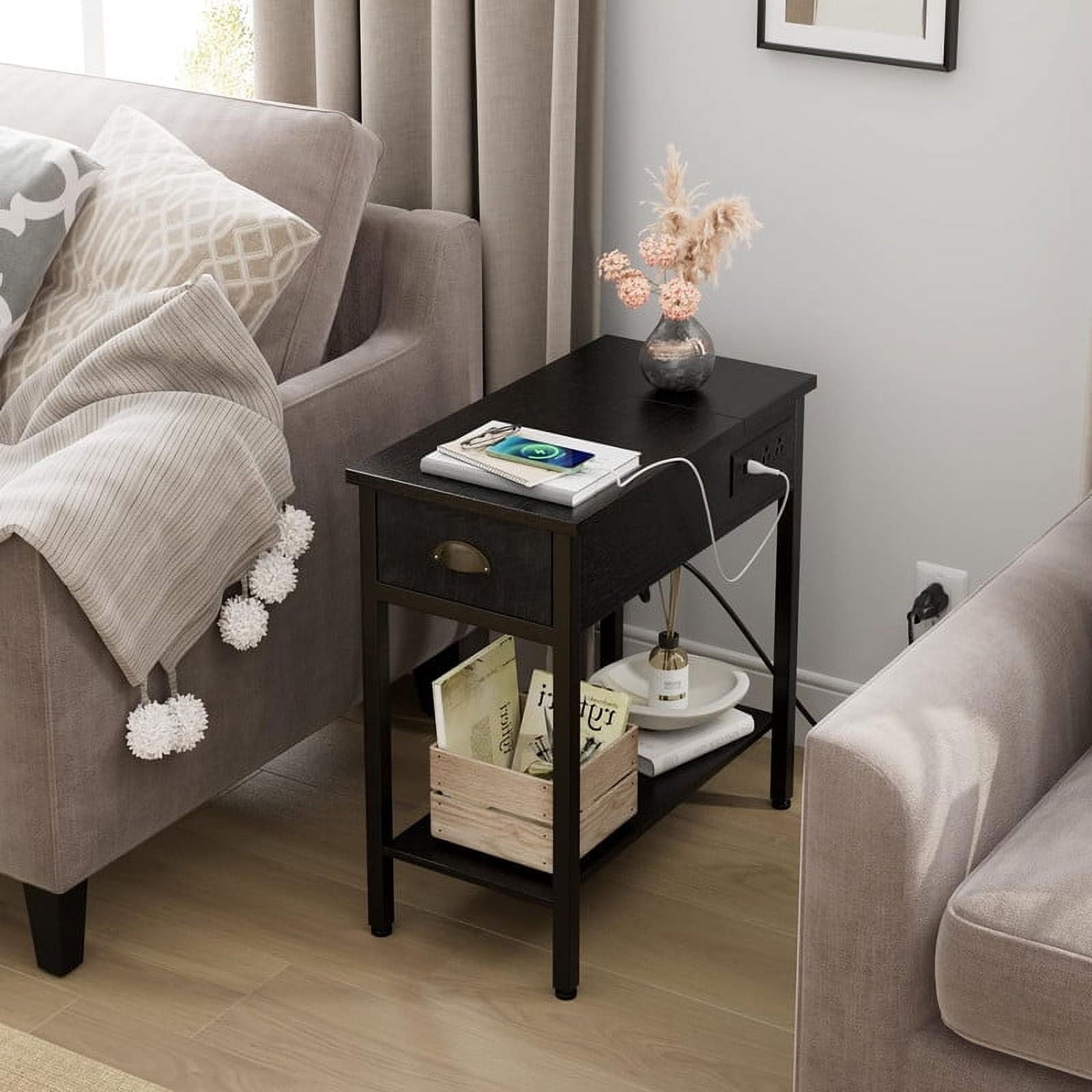 Narrow nightstand with usb discount