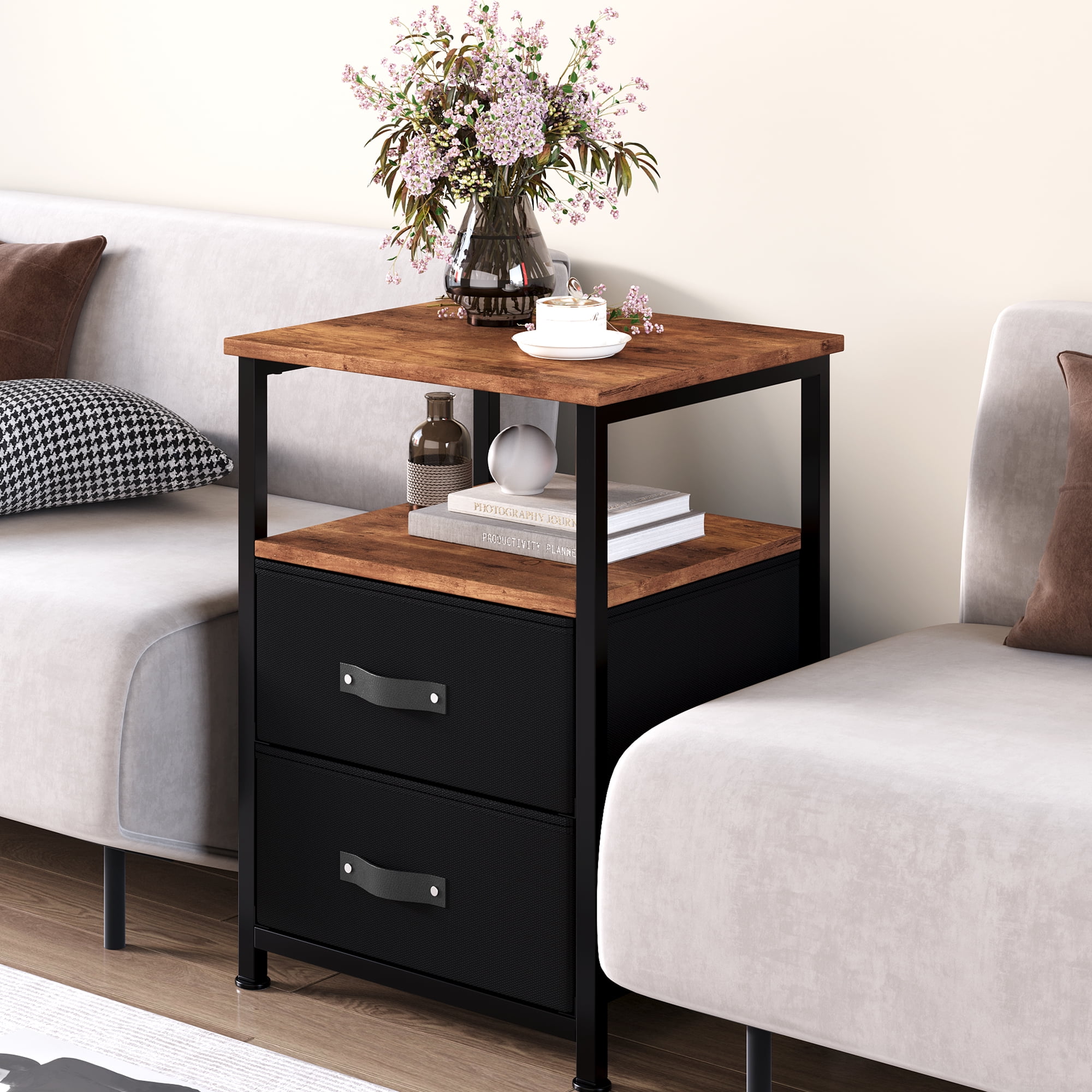 WhizMax Nightstand Dresser, Side Table with Storage End Table 2 Drawers