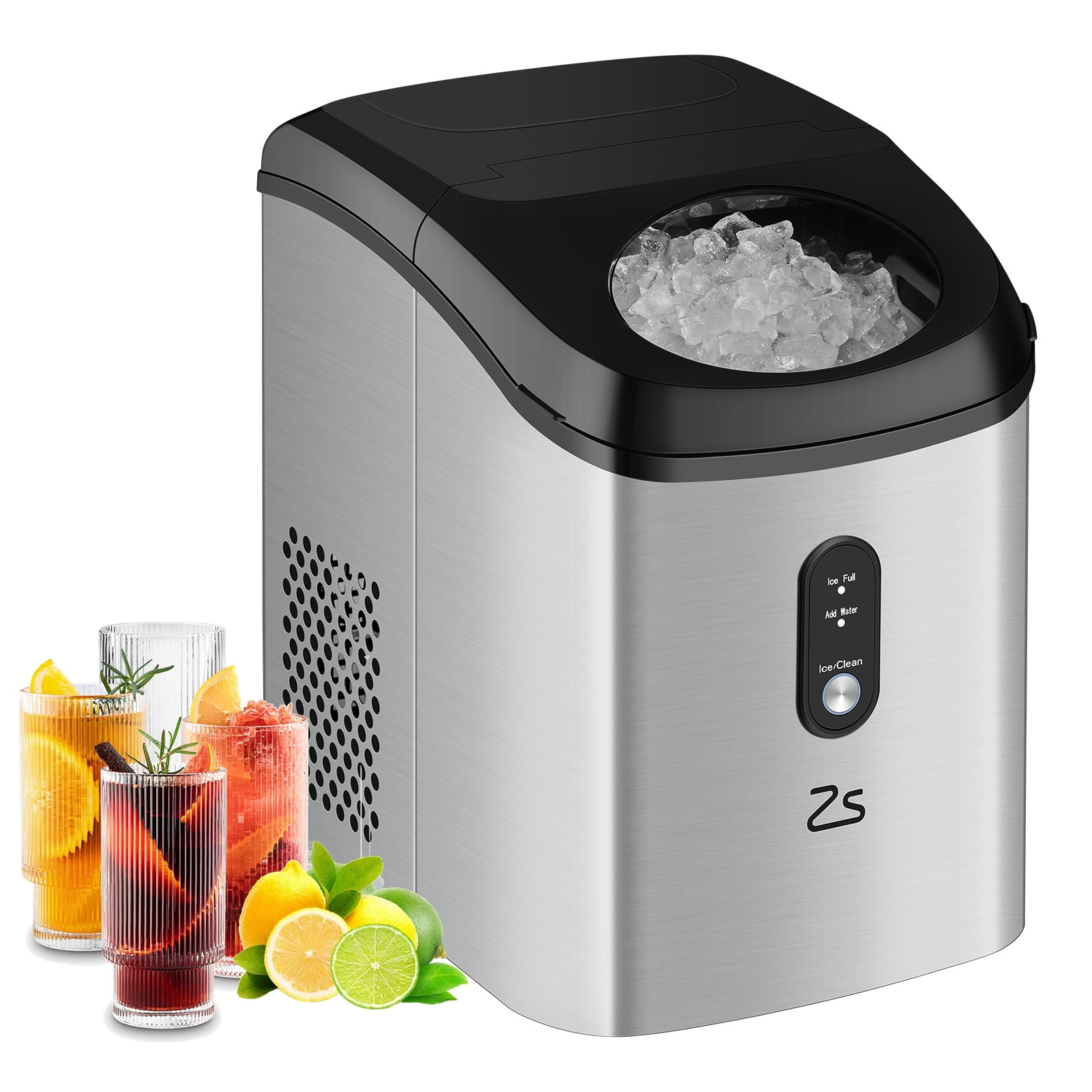 WHIZMAX 44Lbs/24H Crunchy Chewable Nugget Ice Maker Countertop, Portable with Ice Scoop, Size: 9.5 x 13.2 x 15.4, Silver