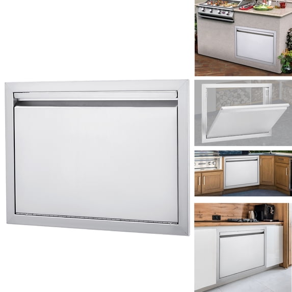 Garvee Outdoor Kitchen Cabinet Doors,17W x 24H inch Stainless Steel Weatherproof BBQ Access Door for BBQ Island,Grilling Station,Outside Cabinet