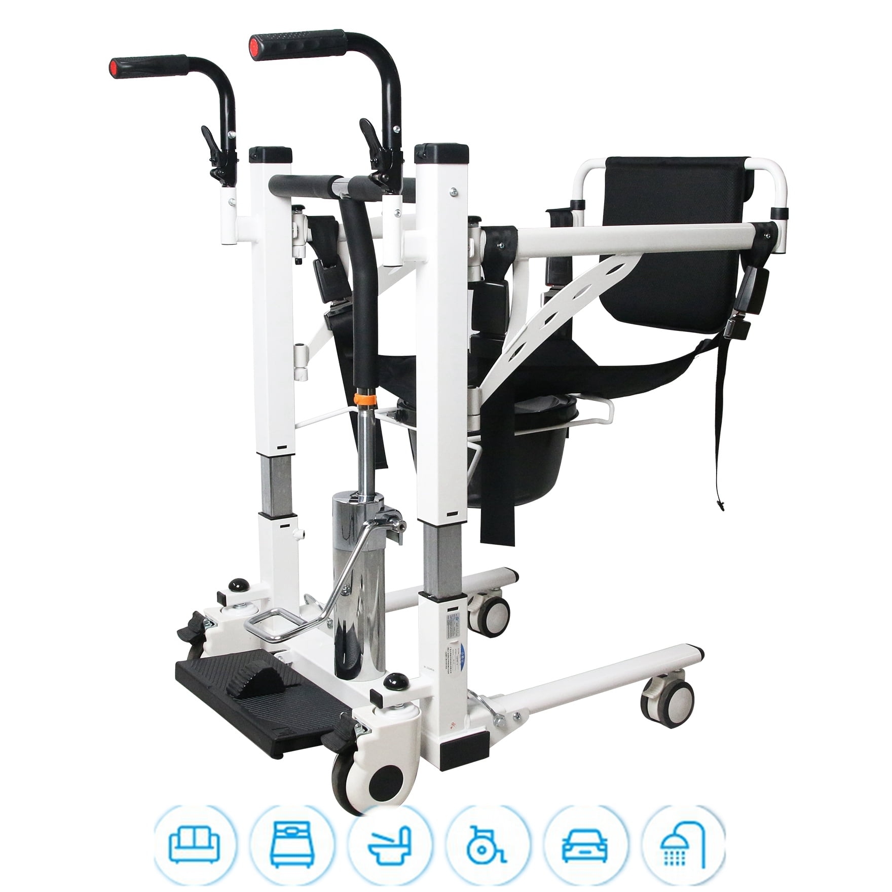 WhizMax Patient Lift Transfer Wheelchair, Portable & Foldable Bathroom