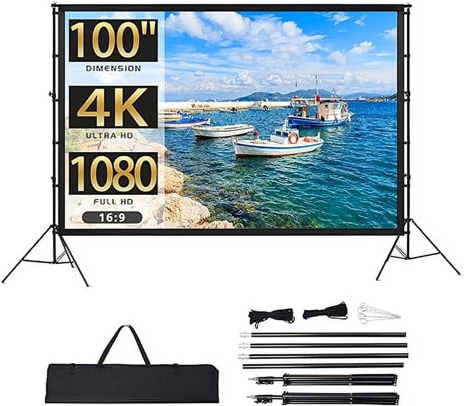 WhizMax Projector Screen with Stand, 100 inch Portable Projection