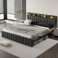 thumbnail image 1 of WhizMax Queen Bed Frame with Storage Headboard and Charging Station, Upholstered Platform Bed Frame, No Box Spring Needed, 1 of 6