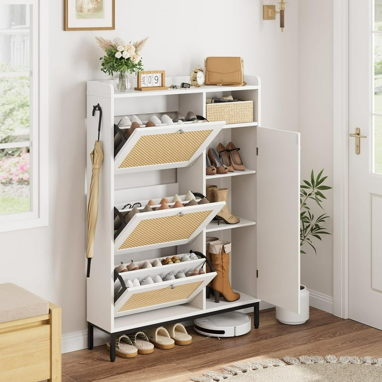 Entryway Shoe Holder White RichYa White Shoes Cabinet With Flip