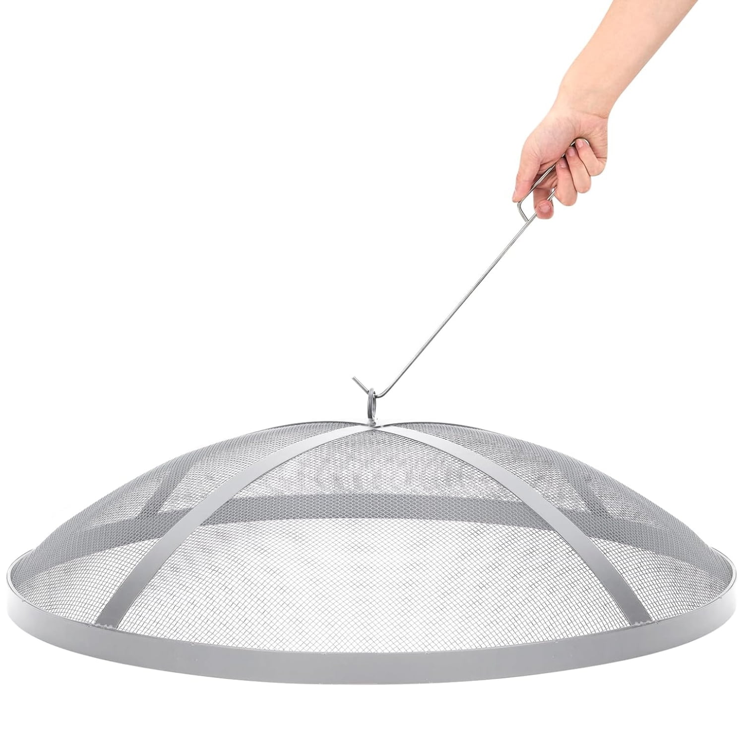 Silver Stainless Steel Mesh Fire Pit Spark Screen Cover, 18 x 18 x 5 inch