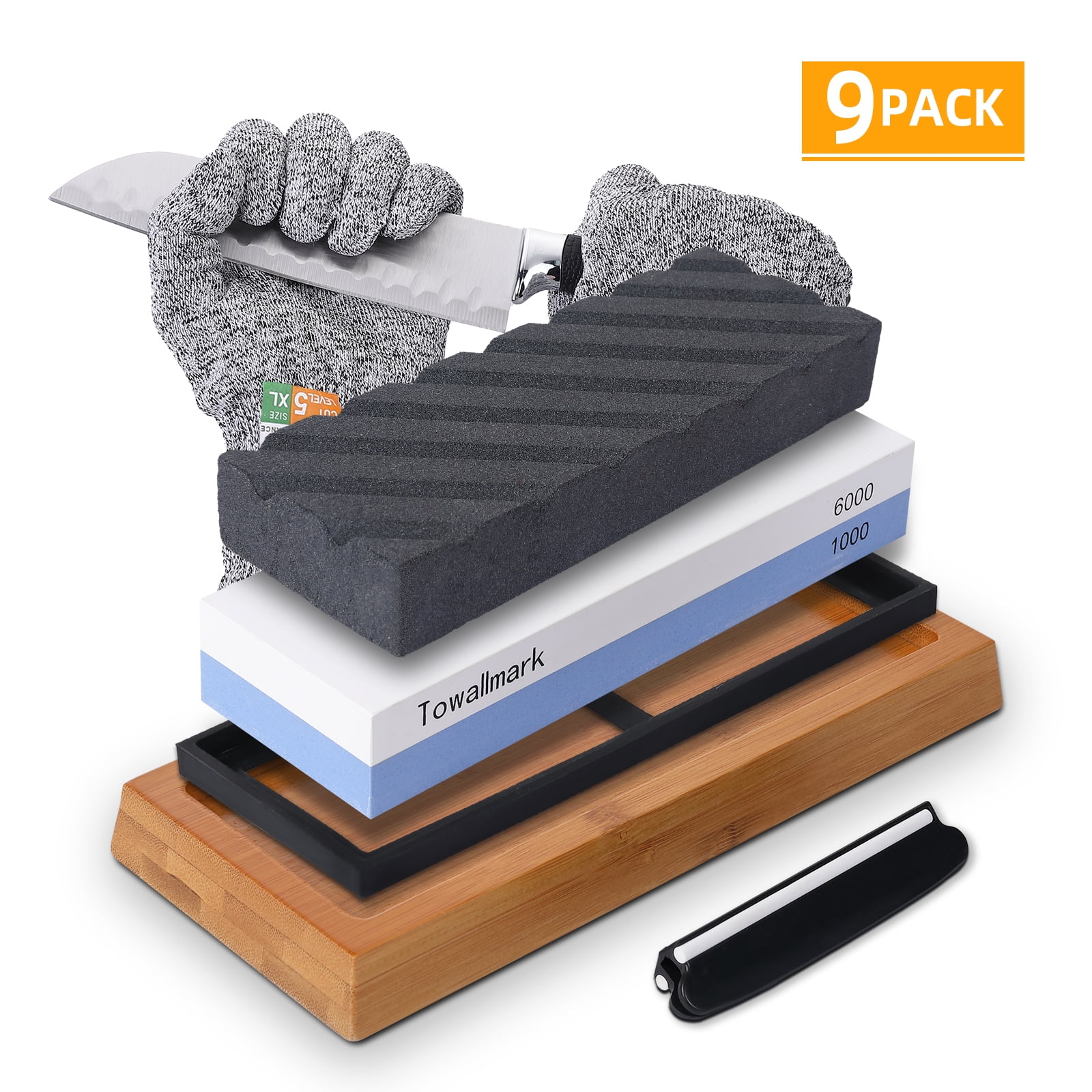 WhizMax Sharpening Stone Whetstone Set 2 Side Grit 1000/6000, Kitchen