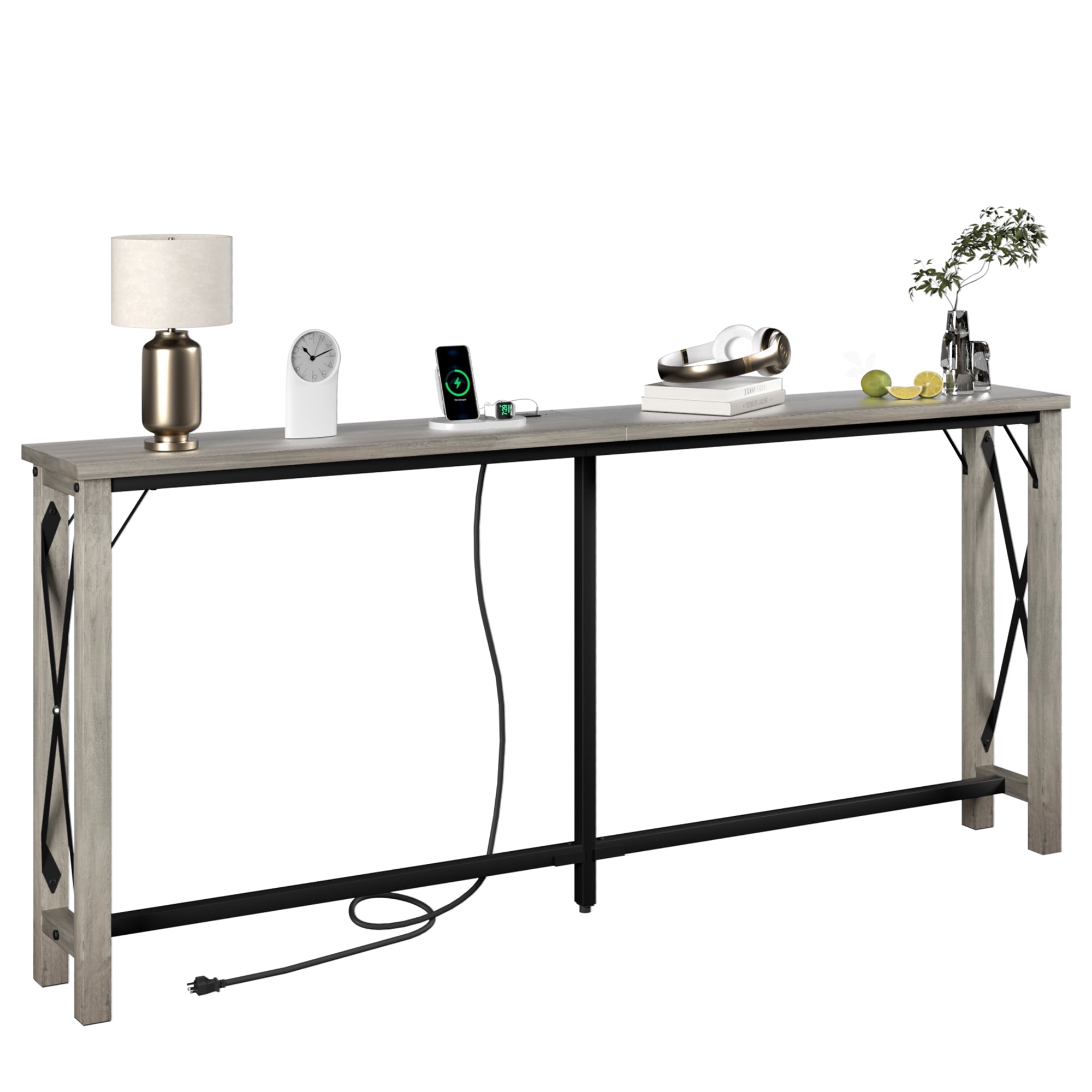 WhizMax Narrow Console Table, 70.8 Inch Sofa Table with Adjustable