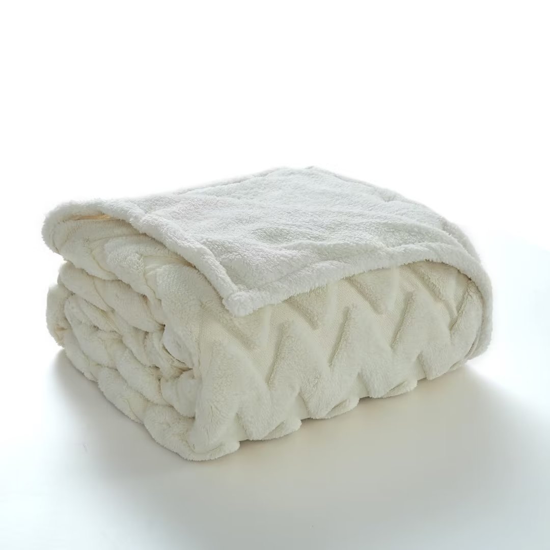 WhizMax Soft Plush Jacquard Fluffy Throw Blanket All Season Lightweight