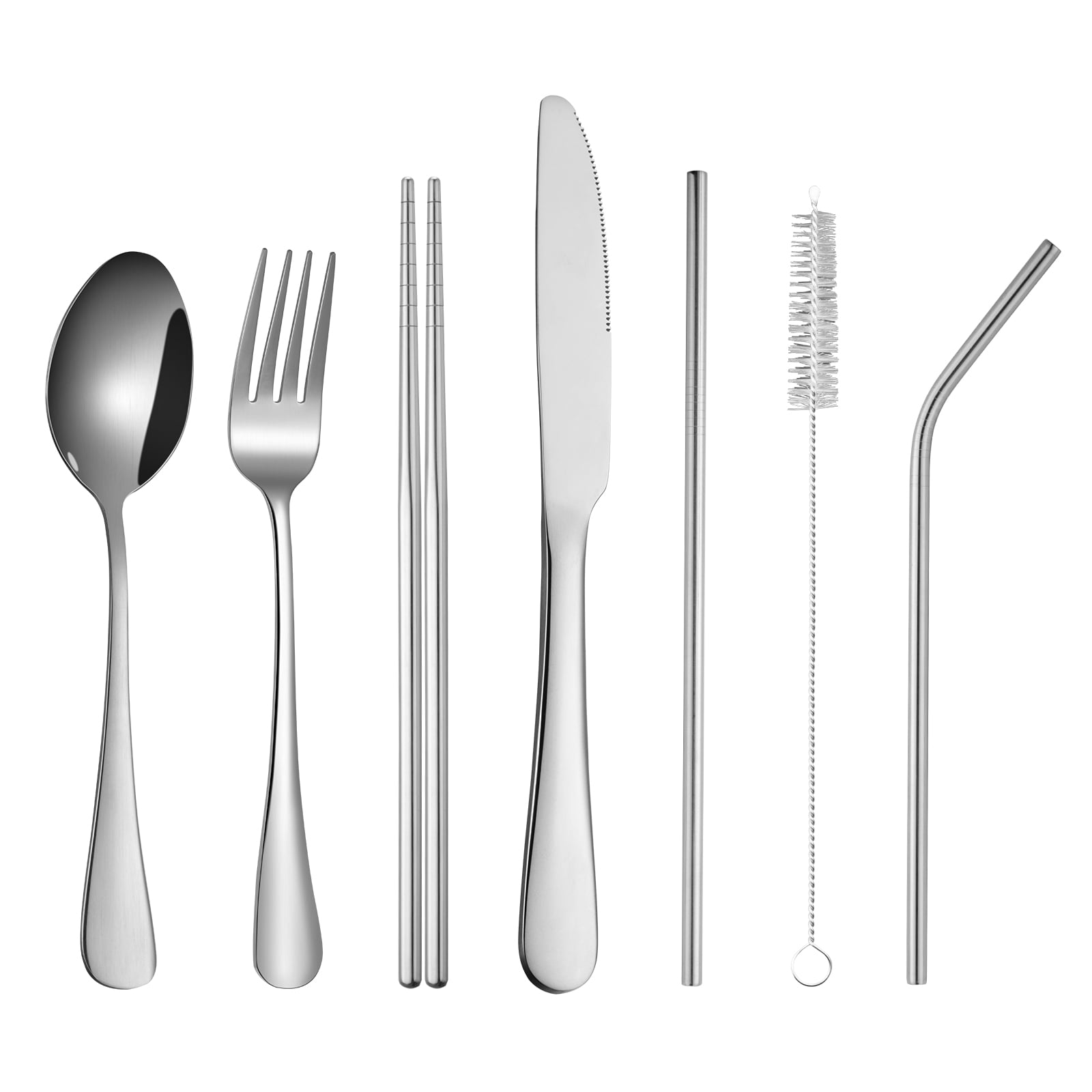 WhizMax Travel Utensils, 8Piece Reusable Utensils with Case, Portable