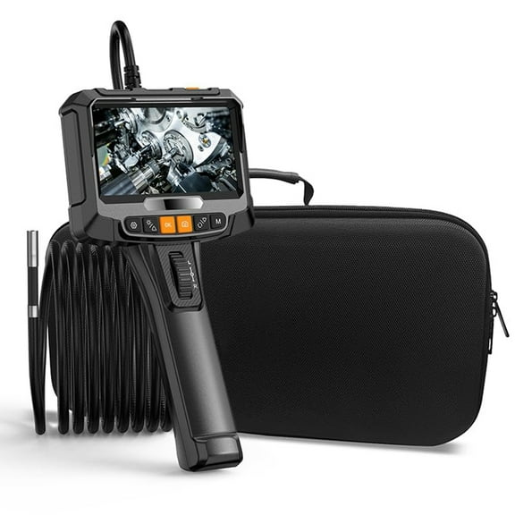 Garvee Two-Way Articulating Borescope with Lights, Dual Lens Industrial Endoscope with 5" IPS Screen & 6.5FT Rigid Cable