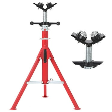 Garvee V-Head Pipe Jack Stand w/4 Rolling Balls,28"-52" Adjustable Height Heavy Duty Steel Jack Stand with 2500 LBS Load Capacity for Welding, Cutting