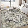 thumbnail image 1 of WhizMax Vintage Distressed Persian Area Rug, Gray Floral Pattern Area Rug, 8"x10", Non-slip, 1 of 6