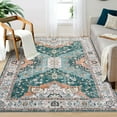 thumbnail image 1 of Garvee Washable Oriental Area Rug 5'x7' Boho Rugs for Living Room Soft Waterproof Floral Distressed Indoor Soft Foldable Floor Carpets, Blue/Green, 1 of 6